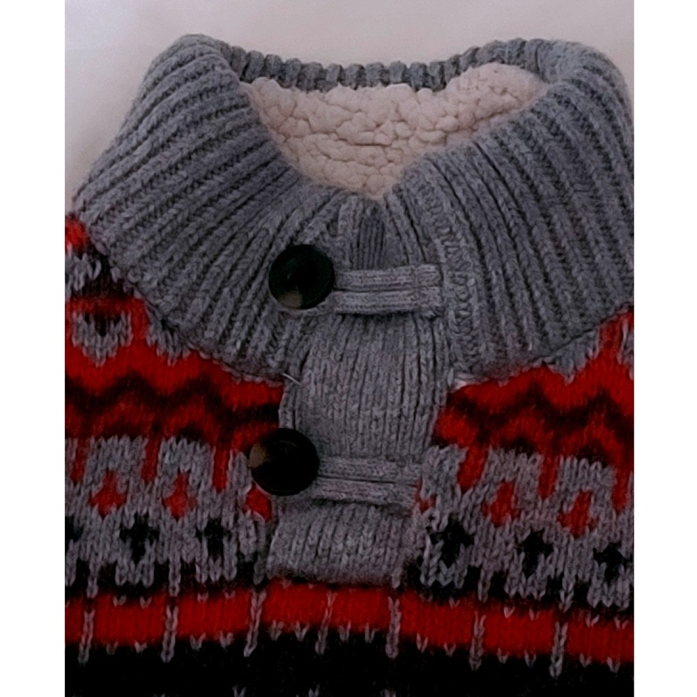 Vintage Baby Gap Holiday Collection 2014 Grey Heath/Red Sherpa Knit Sweater 4Y‎